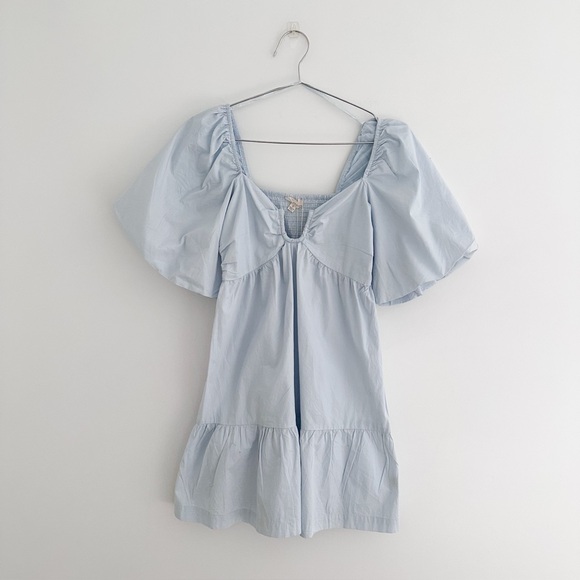 Sim & Sam Dresses & Skirts - Sim & Sam Light Blue Puff Sleeve Cotton Mini Dress NWT Size Small